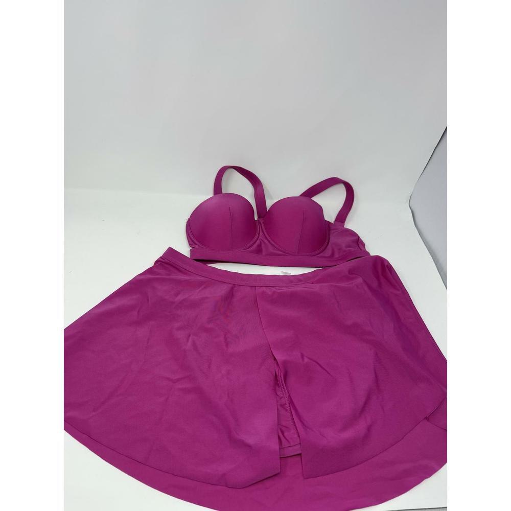 Tahari 2 Piece Swimsuit Pink Bikini Top and Swim Shorts Large